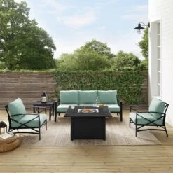 Kaplan 5pc Outdoor Sofa Set With Fire Table - Mist - Crosley -Garden Furniture Store GUEST e437cd9f 8df3 4376 9d27 b34b7d2c3496