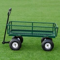 Costway Heavy Duty Lawn Garden Utility Cart Wagon Wheelbarrow Steel Trailer