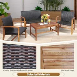 Costway 8PCS Outdoor Patio Rattan Furniture Set Acacia Wood Frame Sofa Loveseat Garden 15 Costway 8PCS Outdoor Patio Rattan Furniture Set Acacia Wood Frame Sofa Loveseat Garden -Garden Furniture Store GUEST e4a170da b02a 45ed 9439 ac2dafadc476