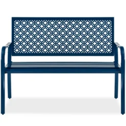 Best Choice Products Indoor Outdoor Steel Garden Bench W/ Geometric Backrest, Foot Levelers -Garden Furniture Store GUEST e4b50d43 627b 4551 91f6 e9232ae639c5
