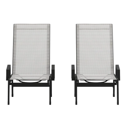 Emma And Oliver Set Of 2 Textilene Adjustable 5 Position Patio Chaise Lounge With Armrests And Metal Frame 13 Emma And Oliver Set Of 2 Textilene Adjustable 5 Position Patio Chaise Lounge With Armrests And Metal Frame - Image 13