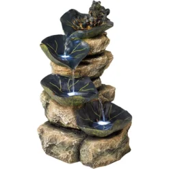 John Timberland Frog And Four Lily Pad Rustic Cascading Outdoor Floor Water Fountain With LED Light 21" For Yard Garden Patio Home Deck Porch Exterior -Garden Furniture Store GUEST e4dee2ea 37f7 48a5 9ada 3397bc5bb8a5