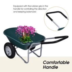 Costway 2 Tire Wheelbarrow Cart Heavy-duty Dolly Utility Cart Green -Garden Furniture Store GUEST e549bd36 0d10 4dde 9fe2 d980c4288139