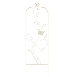 Garden Trellis-For Climbing Plants- 46-Inch White Decorative Leafy Vine & Butterfly Metal Panel-For Roses, Vegetable Plants & Flowers By Pure Garden -Garden Furniture Store GUEST e5ad1fd6 0993 494d b7f2 3600f6ce26f9