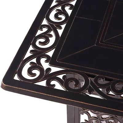 5pc Set With 42" Square Outdoor Aluminum Fire Table & Four Swivel Rocking Chairs & Wind Block - Oakland Living 8 5pc Set With 42" Square Outdoor Aluminum Fire Table & Four Swivel Rocking Chairs & Wind Block - Oakland Living - Image 8