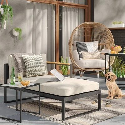 5' X 7' Striped Tapestry Outdoor Rug Gray - Threshold™ 1 5' X 7' Striped Tapestry Outdoor Rug Gray - Threshold™