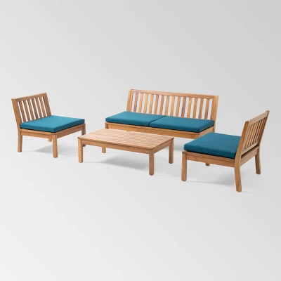 Caswell 4pc Acacia Wood Chat Set - Christopher Knight Home 7 Caswell 4pc Acacia Wood Chat Set - Christopher Knight Home - Image 7