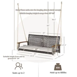 Tangkula 2-Seat Rattan Porch Swing Chair Outdoor Wicker Swing Bench W/ Seat Cushion -Garden Furniture Store GUEST e7cd302c 553c 4a84 94d4 bfb305d95cdc
