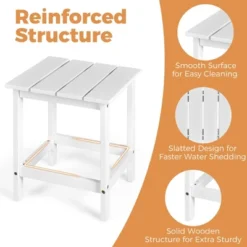 Costway 2PCS Patio Adirondack Chair Side Table Set Solid Wood Garden Deck White -Garden Furniture Store GUEST e8415e0c 20df 499c a062 a1760c8f82bf