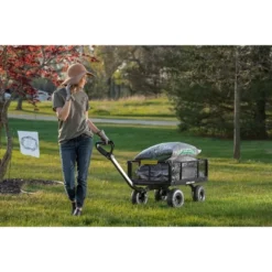 Gorilla Cart GCG-900 4 Cubic Feet 900 Pound Capacity Heavy Duty Durable Steel Utility Wagon Cart With 2 In 1 Towing Handle And Removable Sides, Gray -Garden Furniture Store GUEST e8bc4782 e847 4eed b665 55b82e884d5b