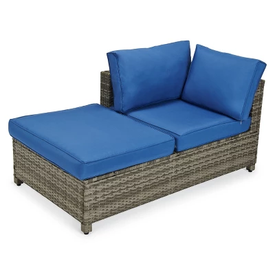 4pc Wicker Patio Sectional Seating Set - Blue - EDYO LIVING 3 4pc Wicker Patio Sectional Seating Set - Blue - EDYO LIVING - Image 3