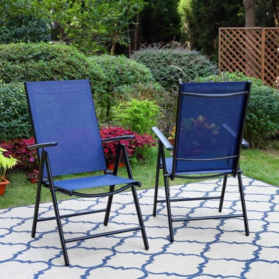 2pk Outdoor 7 Position Arm Chairs With High Backs & Aluminum Frames - Captiva Designs 1 2pk Outdoor 7 Position Arm Chairs With High Backs & Aluminum Frames - Captiva Designs