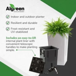 Algreen Modena Square Self-Watering Indoor Outdoor Planter With Water Level Guide With Caster Wheels And Internal Water Reservoir, Glossy White -Garden Furniture Store GUEST eb4a10c9 63c6 4dab 9b5c ca2c1726b193