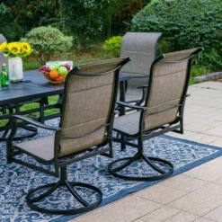 7pc Outdoor Dining Set With With Padded Sling Chairs & Metal Rectangle Table With Umbrella Hole - Captiva Designs -Garden Furniture Store GUEST ecaac737 a156 4770 87ce 98d9f4be4d4c