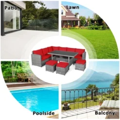 Costway 7 PCS Patio Rattan Dining Set Sectional Sofa Couch Ottoman Garden WhiteRedBlack 18 Costway 7 PCS Patio Rattan Dining Set Sectional Sofa Couch Ottoman Garden WhiteRedBlack -Garden Furniture Store GUEST ecc3ce51 b057 4134 8bed d70b8f6f4f86
