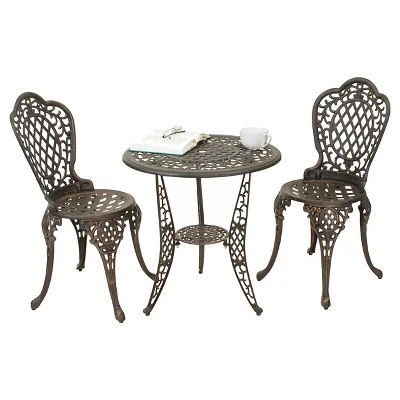 Cole 3pc Cast Aluminum Patio Bistro Set - Bronze - Christopher Knight Home 1 Cole 3pc Cast Aluminum Patio Bistro Set - Bronze - Christopher Knight Home