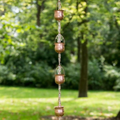 Marrgon Copper Rain Chain With Pot Style Cups For Gutter Downspout Replacement 3 Marrgon Copper Rain Chain With Pot Style Cups For Gutter Downspout Replacement - Image 3