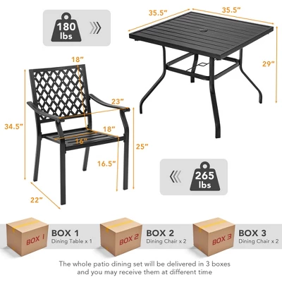 Costway 5PCS Patio Dining Furniture Set Stackable Chairs Armrest Square Table 2 Costway 5PCS Patio Dining Furniture Set Stackable Chairs Armrest Square Table - Image 2