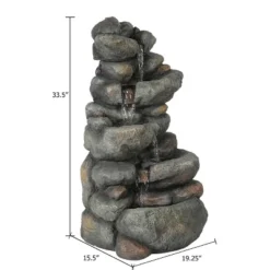 LuxenHome 33.5" H Gray Resin Cascading Rock Outdoor Fountain -Garden Furniture Store GUEST f1afab6b 1e89 4b9f aa4b 059b442a52ef