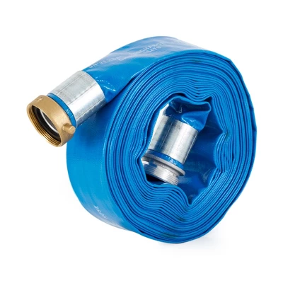 Apache 98138045 2" Diameter 50' Long Reinforced PVC Lay-Flat Discharge Pool Fuel Sump-Pump Hose With Aluminum Short-Shank Connections, Blue (2 Pack) 1 Apache 98138045 2" Diameter 50' Long Reinforced PVC Lay-Flat Discharge Pool Fuel Sump-Pump Hose With Aluminum Short-Shank Connections, Blue (2 Pack)