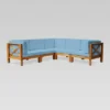 Brava 5pc Acacia Sectional Sofa Set - Teak/Blue - Christopher Knight Home
