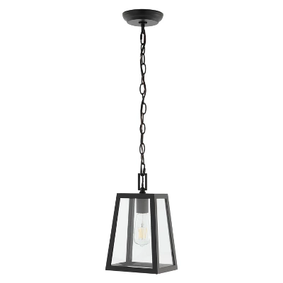 6.75" 1-Light Glendale Farmhouse Industrial Iron/Glass Outdoor LED Pendant Black/Clear - JONATHAN Y 6 6.75" 1-Light Glendale Farmhouse Industrial Iron/Glass Outdoor LED Pendant Black/Clear - JONATHAN Y - Image 6