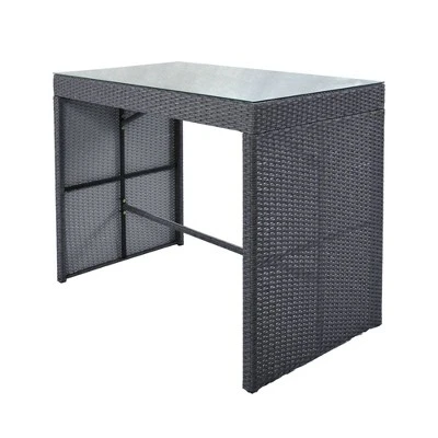 5pc Outdoor Rattan Bar Set With Stools & Cushions- Gray - WELLFOR 4 5pc Outdoor Rattan Bar Set With Stools & Cushions- Gray - WELLFOR - Image 4