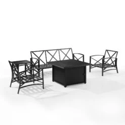 Kaplan 5pc Outdoor Sofa Set With Fire Table - Mist - Crosley -Garden Furniture Store GUEST f2c4fe12 407d 4827 a6f2 2e47dad3e225