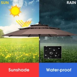 Tangkula Outdoor Auto-tilt Patio Market Umbrella W/ Double Vented -Garden Furniture Store GUEST f31c8de1 f4db 41ea b83e ef82ef6a7200