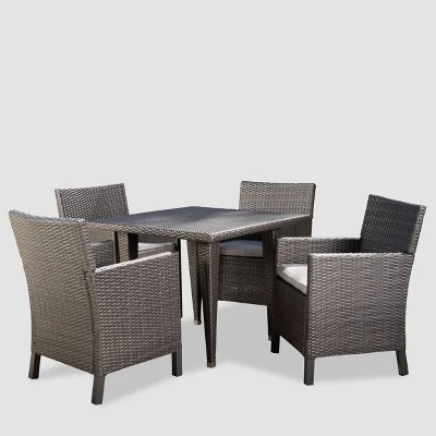 Celeste 5pc Wicker Dining Set - Gray/Light Gray - Christopher Knight Home 1 Celeste 5pc Wicker Dining Set - Gray/Light Gray - Christopher Knight Home