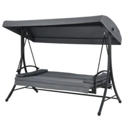 Costway Patio 3-Seat Porch Canopy Swing Converting Grey Cushion Pillow Adjust -Garden Furniture Store GUEST f39da1b5 b672 48ee bd6c b1d89b87a456
