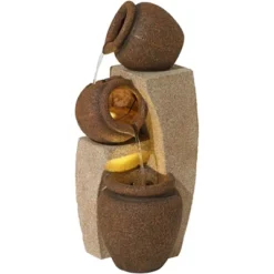 John Timberland Tipping Jugs Rustic Cascading Outdoor Floor Water Fountain With LED Light 30" For Yard Garden Patio Home Deck Porch House Roof -Garden Furniture Store GUEST f4d28a78 28e4 4a7f acc6 1be661b83c86