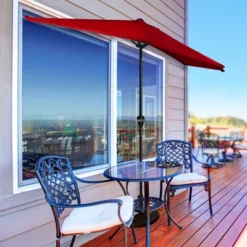 Nature Spring Half-Canopy Patio Umbrella - 9', Red -Garden Furniture Store GUEST f4f3e3e2 ddb5 43cc 8d76 9e3d1b3ba85d