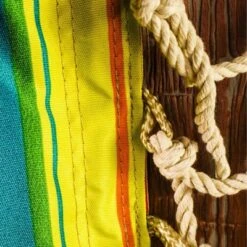 Hanging Hammock Chair With Wooden Arms Striped - Blue/Yellow/Orange - Backyard Expressions -Garden Furniture Store GUEST f56c4ec4 a974 4d14 8e34 8acf1a1112ff