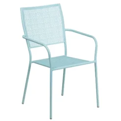 Emma And Oliver Commercial Grade Colorful Metal Patio Arm Chair With Square Back -Garden Furniture Store GUEST f61863e2 3534 4036 90fa c1f8e28c9663