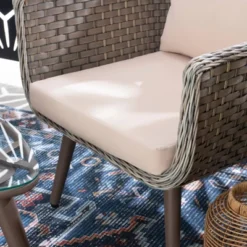 3pc Bertram Outdoor Wicker Conversation Set Gray - Linon -Garden Furniture Store GUEST f620484f 10af 4441 abef 1169a4b3541c