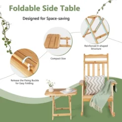 Costway 2PCS Patio Wooden Rocking Chair Bistro Set High Backrest W/Folding Side Table 11 Costway 2PCS Patio Wooden Rocking Chair Bistro Set High Backrest W/Folding Side Table -Garden Furniture Store GUEST f62e2365 a515 409e abd6 a0c117378806
