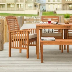 Ravenscroft 6pc Acacia Wood Patio Dining Set - Brown - Saracina Home -Garden Furniture Store GUEST f637e9bb 7db7 491c 87af fb487fb22fec