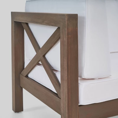 Brava 4pc Acacia Modular Sofa And Table Set - Gray/White - Christopher Knight Home 2 Brava 4pc Acacia Modular Sofa And Table Set - Gray/White - Christopher Knight Home - Image 2