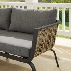 Ashby Loveseat - Gray/Black/Natural - Linon -Garden Furniture Store GUEST f6b9a3e9 32d7 4b08 861b ba623bfb97ed