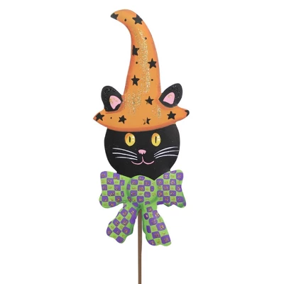 Halloween Cats In Hats Set/3 Stakes - Three Garden Stakes 20.25 Inches - Witch Hats - F22080 - Metal - Black 1 Halloween Cats In Hats Set/3 Stakes - Three Garden Stakes 20.25 Inches - Witch Hats - F22080 - Metal - Black