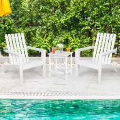 Costway 2PCS Patio Adirondack Chair Side Table Set Solid Wood Garden Deck White -Garden Furniture Store GUEST f81a77c8 ea60 4a54 8bf9 aae244228ccb