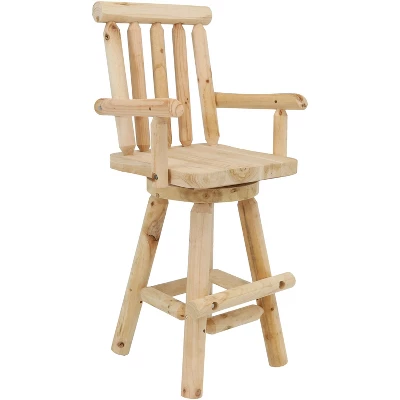 Sunnydaze Decor Sunnydaze Unfinished Fir Wood Log Cabin Style Rustic Swivel Bar Stool 11 Sunnydaze Decor Sunnydaze Unfinished Fir Wood Log Cabin Style Rustic Swivel Bar Stool - Image 11