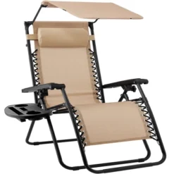 Best Choice Products Folding Zero Gravity Recliner Patio Lounge Chair W/ Canopy Shade, Headrest, Tray -Garden Furniture Store GUEST f85b3b71 f8e3 493a b55e 3b971a11908a