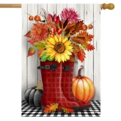 Fall Boots House Flag 28" X 40" Briarwood Lane