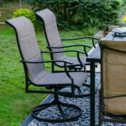 7pc Outdoor Dining Set With With Padded Sling Chairs & Metal Rectangle Table With Umbrella Hole - Captiva Designs -Garden Furniture Store GUEST f8a44b48 3442 4ce7 b513 1f2df04c3112