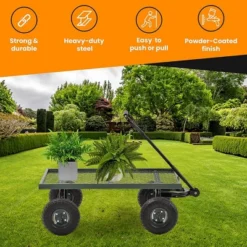 Juggernaut Carts GW3820-GR Heavy Duty Steel Frame 1000 Pound Load Capacity Outdoor Utility Garden Wagon With Pneumatic Tires, Green Finish -Garden Furniture Store GUEST f90aba2c bec1 4d70 8ecb ea470b424e5a