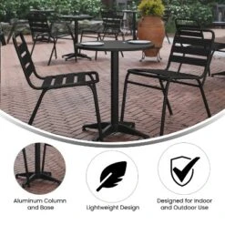 Emma And Oliver 23.5'' Round Aluminum Indoor-Outdoor Table Set With 2 Slat Back Chairs 18 Emma And Oliver 23.5'' Round Aluminum Indoor-Outdoor Table Set With 2 Slat Back Chairs -Garden Furniture Store GUEST f90dad55 9728 4f3c beb4 1279951aca4c