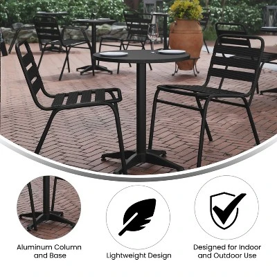 Emma And Oliver 23.5'' Round Aluminum Indoor-Outdoor Table Set With 2 Slat Back Chairs 7 Emma And Oliver 23.5'' Round Aluminum Indoor-Outdoor Table Set With 2 Slat Back Chairs - Image 7