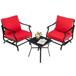 Tangkula 3PCS Outdoor Rocking Chair Set Patio Conversation Bistro Set W/ Red Cushions 16 Tangkula 3PCS Outdoor Rocking Chair Set Patio Conversation Bistro Set W/ Red Cushions -Garden Furniture Store GUEST f991868c 8e1f 448e b41a ce4d48d636ec